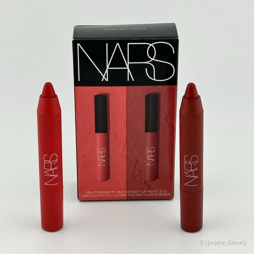 🆕 NARS Mini Powermatte Lip Pencil Duo in Shades: Dragon Girl & Cruella NIB
